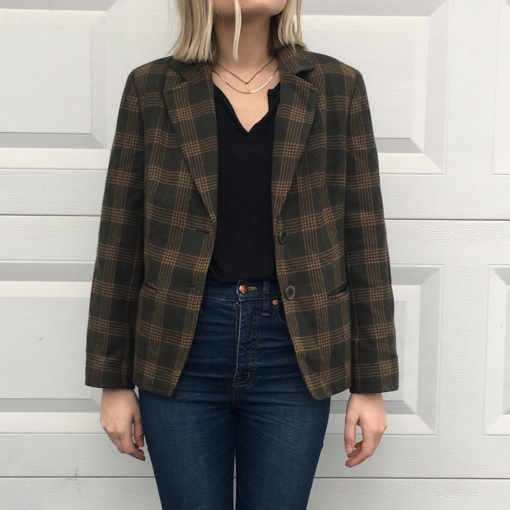 Amazing Vintage Plaid Wool Blend Blazer